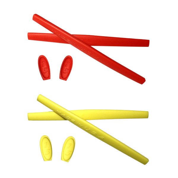 HKUCO Red/Yellow Replacement Silicone Leg Set For Oakley Mars Sunglasses Earsocks Rubber Kit