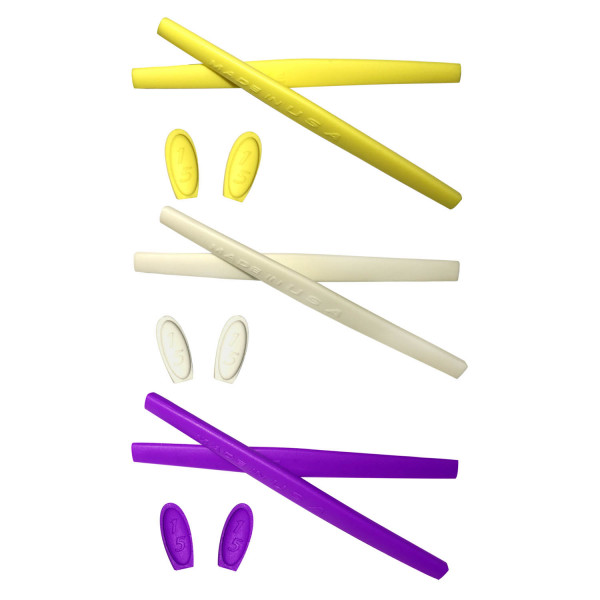 HKUCO Yellow/White/Purple Replacement Silicone Leg Set For Oakley Mars Sunglasses Earsocks Rubber Kit