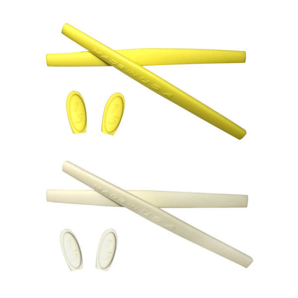 HKUCO Yellow/White Replacement Silicone Leg Set For Oakley Mars Sunglasses Earsocks Rubber Kit