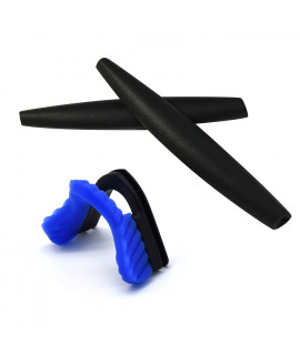 HKUCO Black Replacement Silicone Leg and Blue Nose Pads For Oakley M Frame Series Earsocks Rubber Kit