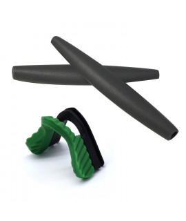 HKUCO Dark Grey Replacement Silicone Leg and Green Nose Pads For Oakley M Frame Series Earsocks Rubber Kit