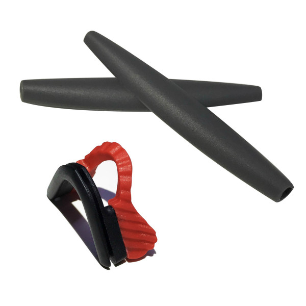 HKUCO Dark Grey Replacement Silicone Leg and Red Nose Pads For Oakley M Frame Series Earsocks Rubber Kit