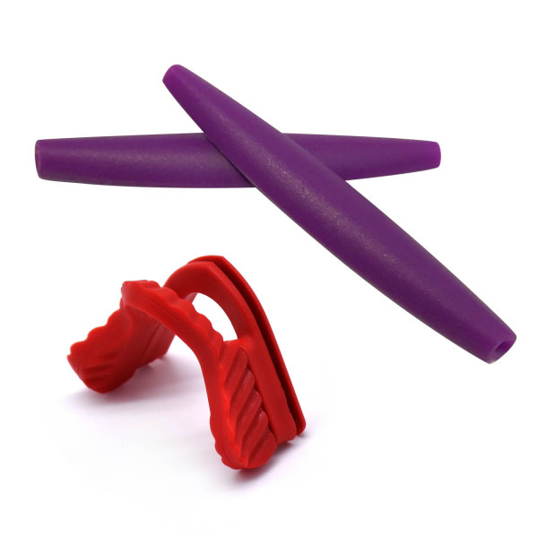 HKUCO Purple Replacement Silicone Leg and AllRed Nose Pads For Oakley M Frame Series Earsocks Rubber Kit