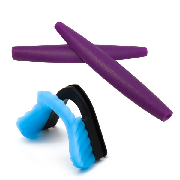 HKUCO Purple Compatible/Replacement Rubber And Light Blue Nose Pads For Oakley M Frame Series Earsocks Rubber Kit