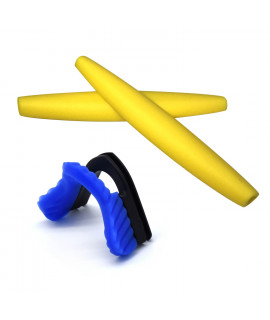 HKUCO Yellow Replacement Silicone Leg and Blue Nose Pads For Oakley M Frame Series Earsocks Rubber Kit