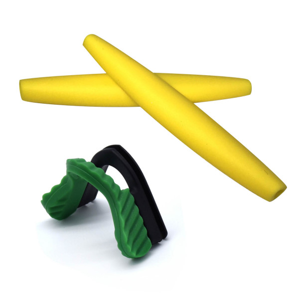 HKUCO Yellow Replacement Silicone Leg and Green Nose Pads For Oakley M Frame Series Earsocks Rubber Kit