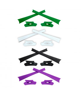 HKUCO Black/Green/White/Purple Replacement Rubber Kit For Oakley Flak Jacket /Flak Jacket XLJ  Sunglass Earsocks  