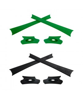 HKUCO Black/Green Replacement Rubber Kit For Oakley Flak Jacket /Flak Jacket XLJ  Sunglass Earsocks  