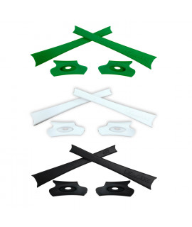 HKUCO Black/White/Green Replacement Rubber Kit For Oakley Flak Jacket /Flak Jacket XLJ  Sunglass Earsocks  