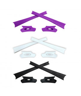 HKUCO Black/White/Purple Replacement Rubber Kit For Oakley Flak Jacket /Flak Jacket XLJ  Sunglass Earsocks  