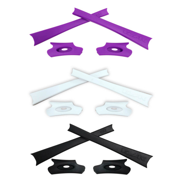 HKUCO Black/White/Purple Replacement Rubber Kit For Oakley Flak Jacket /Flak Jacket XLJ  Sunglass Earsocks  