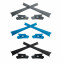 HKUCO Blue/Black/Grey Replacement Rubber Kit For Oakley Flak Jacket /Flak Jacket XLJ  Sunglass Earsocks  