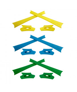 HKUCO Blue/Yellow/Green Replacement Rubber Kit For Oakley Flak Jacket /Flak Jacket XLJ  Sunglass Earsocks  