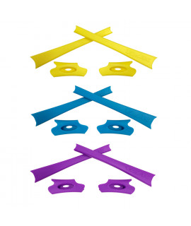 HKUCO Blue/Yellow/Purple Replacement Rubber Kit For Oakley Flak Jacket /Flak Jacket XLJ  Sunglass Earsocks  