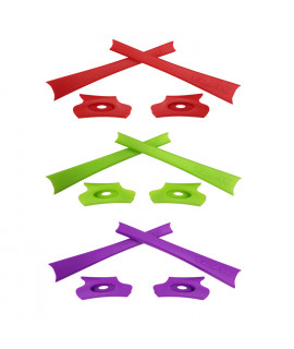 HKUCO Purple/Light Green/Red Replacement Rubber Kit For Oakley Flak Jacket /Flak Jacket XLJ  Sunglass Earsocks  