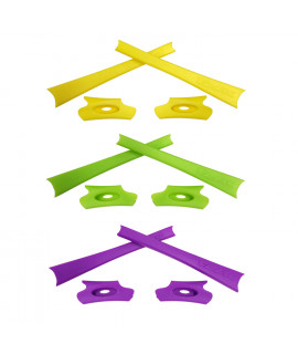 HKUCO Purple/Light Green/Yellow Replacement Rubber Kit For Oakley Flak Jacket /Flak Jacket XLJ  Sunglass Earsocks  