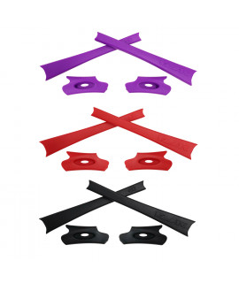 HKUCO Red/Black/Purple Replacement Rubber Kit For Oakley Flak Jacket /Flak Jacket XLJ  Sunglass Earsocks  