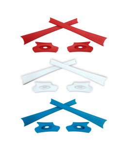 HKUCO Red/Blue/White Replacement Rubber Kit For Oakley Flak Jacket /Flak Jacket XLJ  Sunglass Earsocks  
