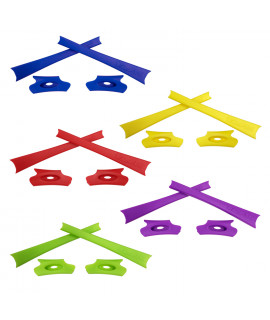 HKUCO Red/Dark Blue/Light Green/Yellow/Purple Replacement Rubber Kit For Oakley Flak Jacket /Flak Jacket XLJ  Sunglass Earsocks  