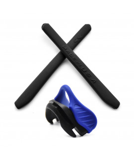 HKUCO Black Replacement Silicone Leg And Blue Nose Pads For Oakley EVZero OO9308 Earsocks Rubber Kit