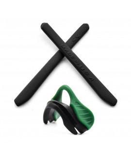 HKUCO Black Replacement Silicone Leg And Green Nose Pads For Oakley EVZero OO9308 Earsocks Rubber Kit