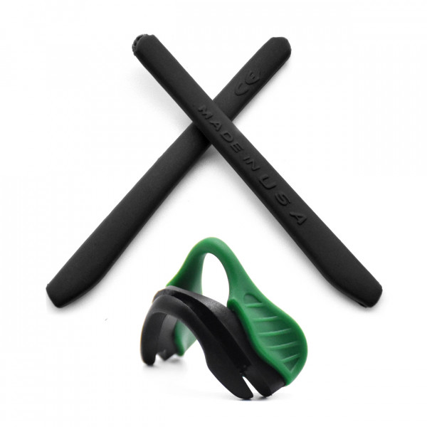 HKUCO Black Replacement Silicone Leg And Green Nose Pads For Oakley EVZero OO9308 Earsocks Rubber Kit