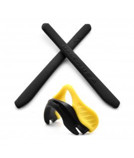 HKUCO Black Replacement Silicone Leg And Yellow Nose Pads For Oakley EVZero OO9308 Earsocks Rubber Kit