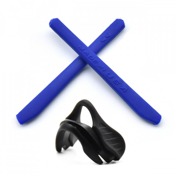 HKUCO Blue Replacement Silicone Leg And Black Nose Pads For Oakley EVZero OO9308 Earsocks Rubber Kit