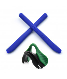 HKUCO Blue Replacement Silicone Leg And Green Nose Pads For Oakley EVZero OO9308 Earsocks Rubber Kit