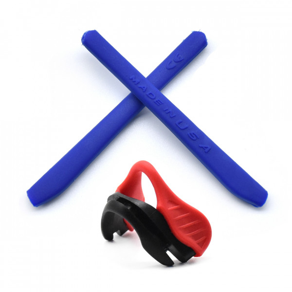 HKUCO Blue Replacement Silicone Leg And Red Nose Pads For Oakley EVZero Earsocks Rubber Kit