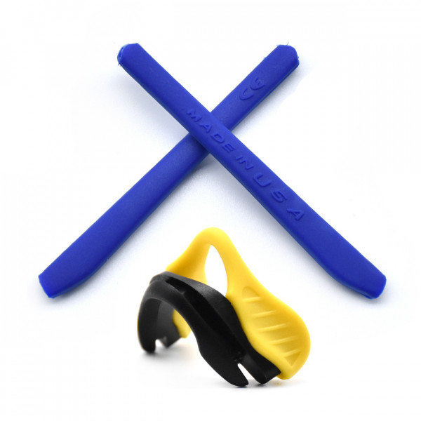 HKUCO Blue Replacement Silicone Leg And Yellow Nose Pads For Oakley EVZero OO9308 Earsocks Rubber Kit