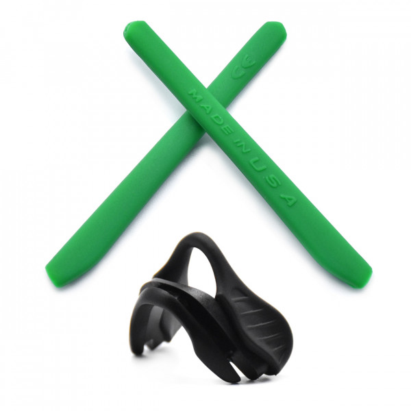 HKUCO Green Replacement Silicone Leg And Black Nose Pads For Oakley EVZero OO9308 Earsocks Rubber Kit