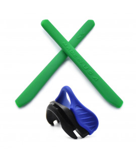 HKUCO Green Replacement Silicone Leg And Blue Nose Pads For Oakley EVZero OO9308 Earsocks Rubber Kit
