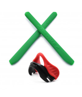 HKUCO Green Replacement Silicone Leg And Red Nose Pads For Oakley EVZero Earsocks Rubber Kit