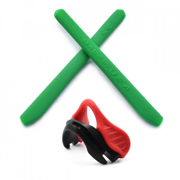 HKUCO Green Replacement Silicone Leg And Red Nose Pads For Oakley EVZero Earsocks Rubber Kit