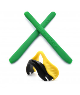 HKUCO Green Replacement Silicone Leg And Yellow Nose Pads For Oakley EVZero OO9308 Earsocks Rubber Kit