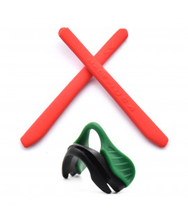 HKUCO Red Replacement Silicone Leg And Green Nose Pads For Oakley EVZero OO9308 Earsocks Rubber Kit