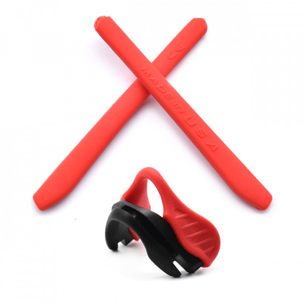 HKUCO Red Replacement Silicone Leg And Red Nose Pads For Oakley EVZero Earsocks Rubber Kit