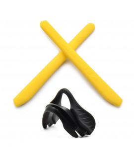 HKUCO Yellow Replacement Silicone Leg And Black Nose Pads For Oakley EVZero OO9308 Earsocks Rubber Kit