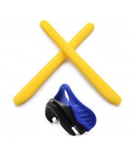 HKUCO Yellow Replacement Silicone Leg And Blue Nose Pads For Oakley EVZero OO9308 Earsocks Rubber Kit