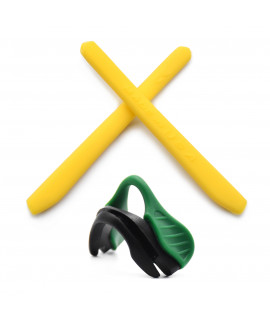 HKUCO Yellow Replacement Silicone Leg And Green Nose Pads For Oakley EVZero OO9308 Earsocks Rubber Kit