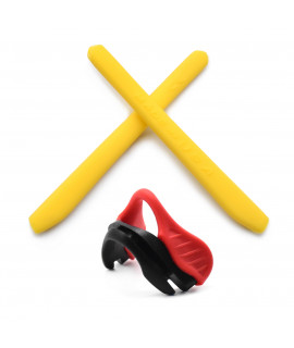 HKUCO Yellow Replacement Silicone Leg And Red Nose Pads For Oakley EVZero Earsocks Rubber Kit