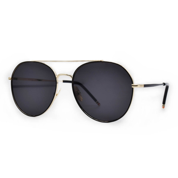 HKUCO Aviator Gold color Metal Frame Retro Fashion Design Black Lenses Sunglasses