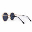 HKUCO Gold color Round Metal Frame Double Circle Design Black Lenses Sunglasses