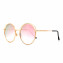 HKUCO Gold color Round Metal Frame Double Circle Design Pink Mirrored Lenses Sunglasses