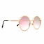 HKUCO Gold color Round Metal Frame Double Circle Design Pink Mirrored Lenses Sunglasses