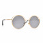 HKUCO Gold color Round Metal Frame Double Circle Design Silver Mirrored Lenses Sunglasses