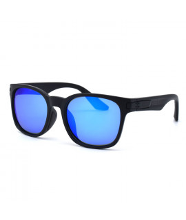 HKUCO Basic Fashion Black plastic Frame Sunglass With Polarized Blue Mirroed Lenses 