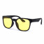 HKUCO Basic Fashion Black plastic Frame Sunglass With Transparent Yellow Lenses 