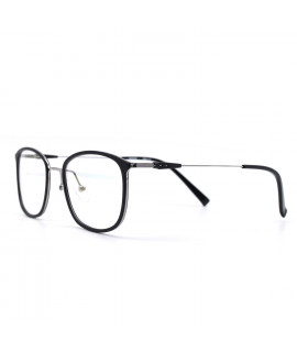 HKUCO Prescription Glasses Casual Slender Square Black Frame Glasses (Multiple Lens Color Options)